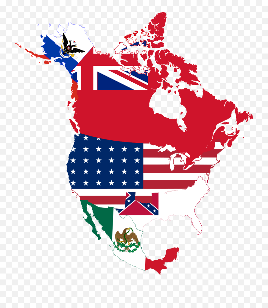 Flag Map North America - North America Flag Map Png,.png File