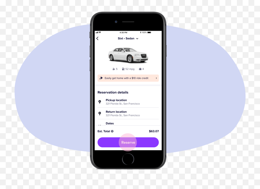 Introducing Lyft Rentals - Rental Car App Phone Mock Png,Icon Car Rentals