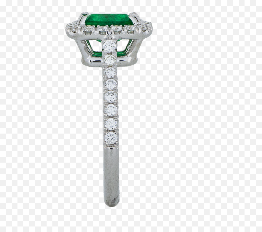 Emerald Diamond Halo Engagement Ring - White Gold Solid Png,Egyptian Icon