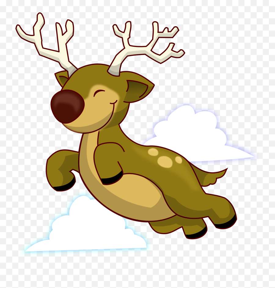 Sleigh Clipart Reindeer - Reindeer Flying Clip Art Png,Reindeer Transparent