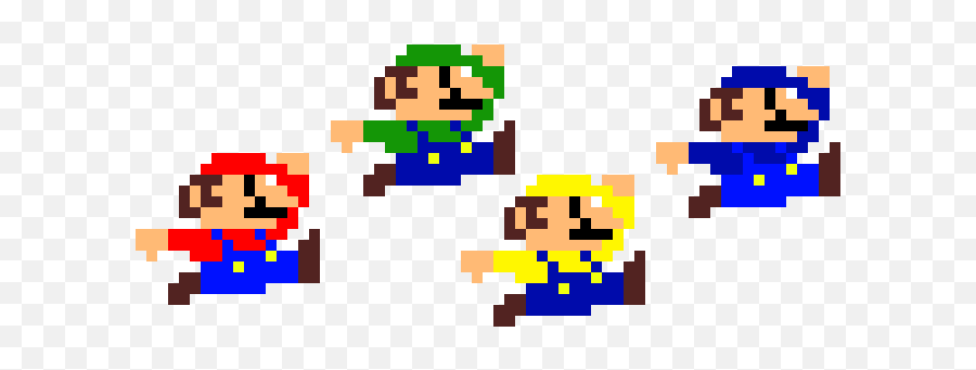 8 - Bit Mario Luigi Wario And Waluigi Pixel Art Maker 8 Bit Mario Luigi Wario Waluigi Png,8 Bit Mario Png