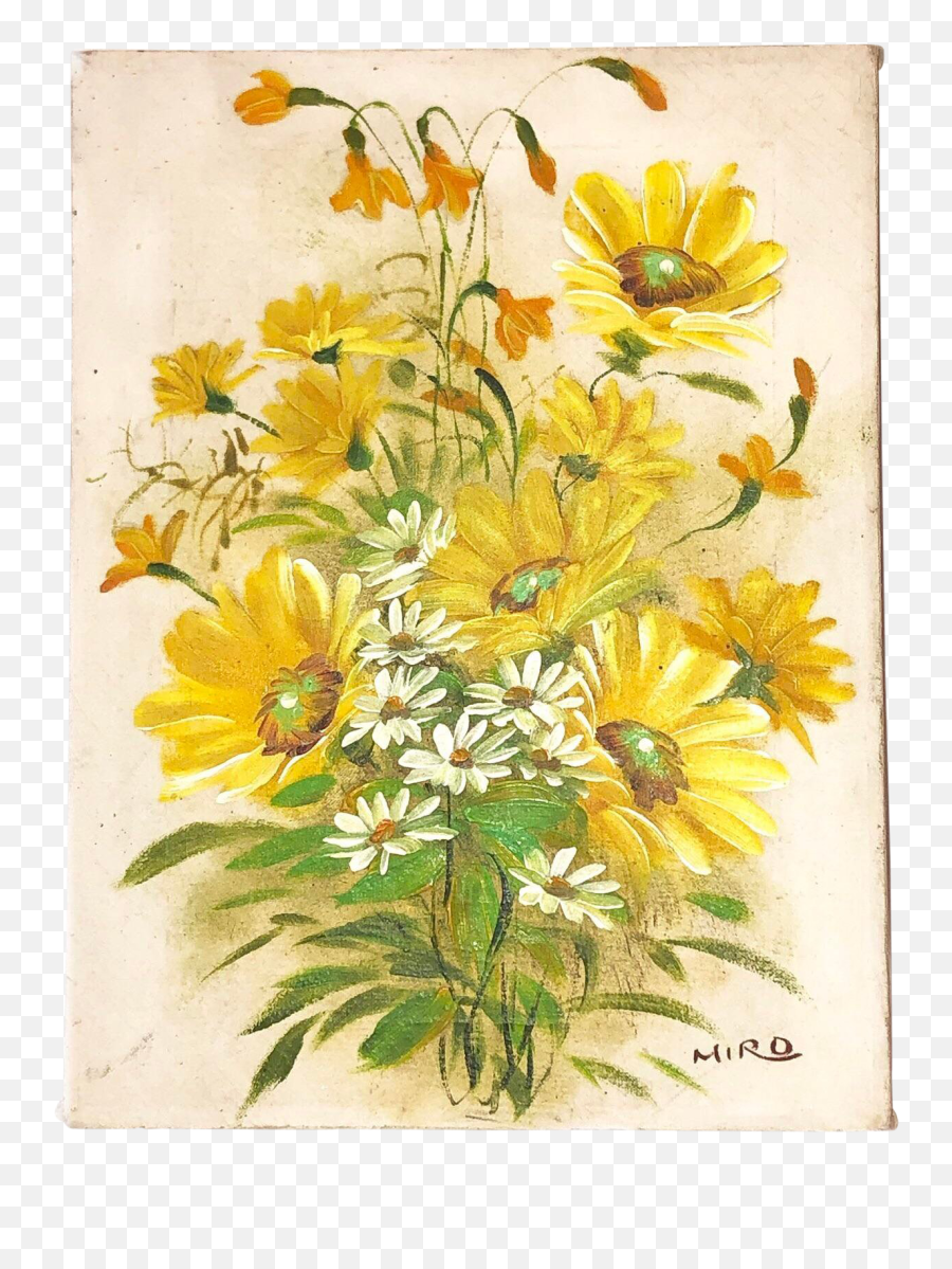 Yellow Flower And Daisy Painting - Yellow Flower Daisy Painting Png,Yellow Flower Transparent