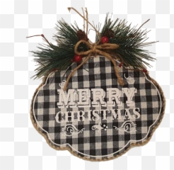 Blackwhite Check Plaid Merry Christmas Sign - Red Decor png