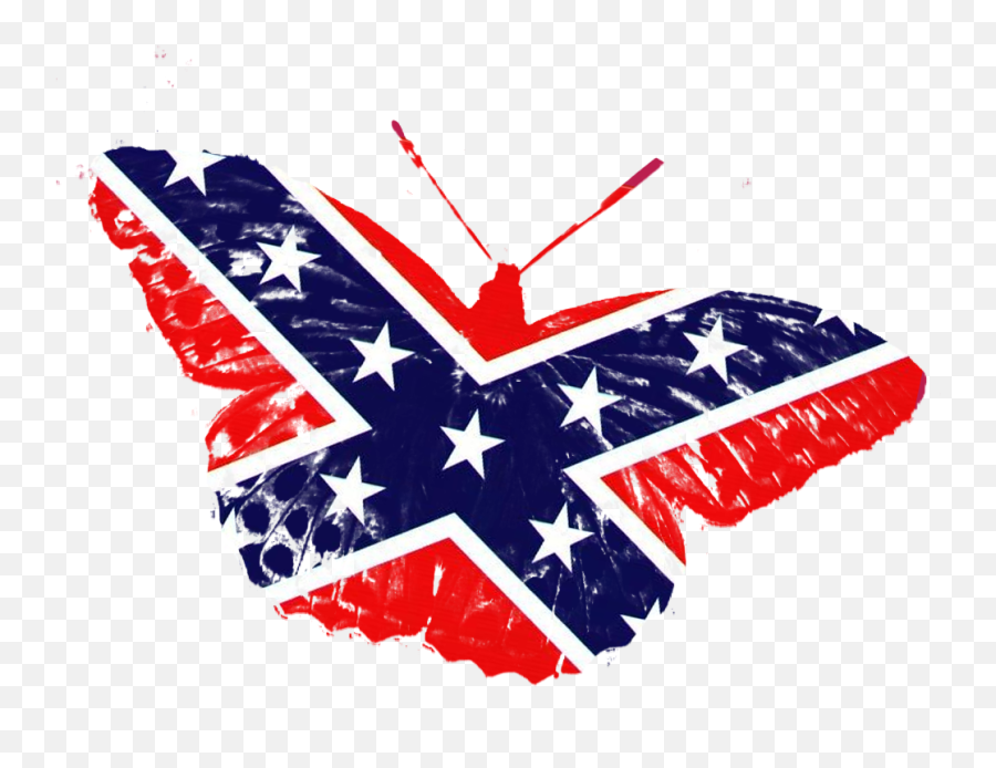 Rebel Flag Butterfly Clipart - Confederate Flag Png,Rebel Png