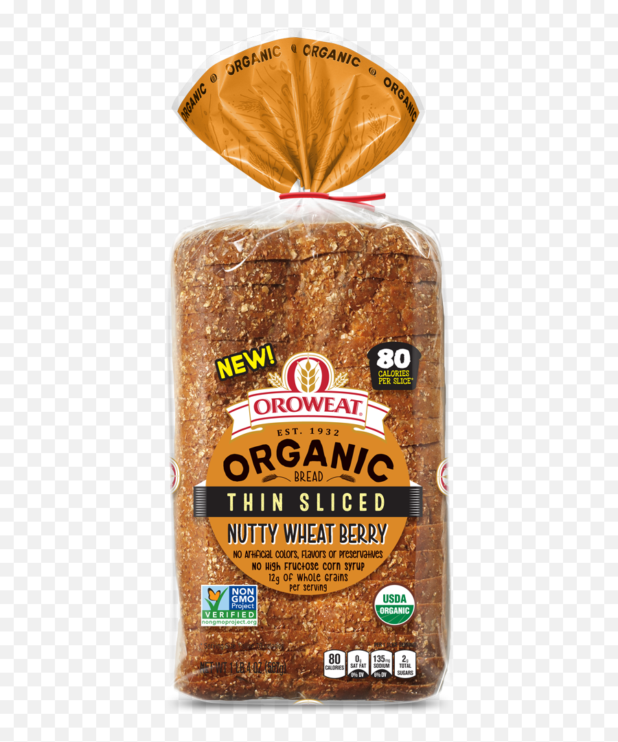 Oroweat Organic Thin - Sliced Nutty Wheat Berry Bread Oroweat Bread Organic Png,Slice Of Bread Png