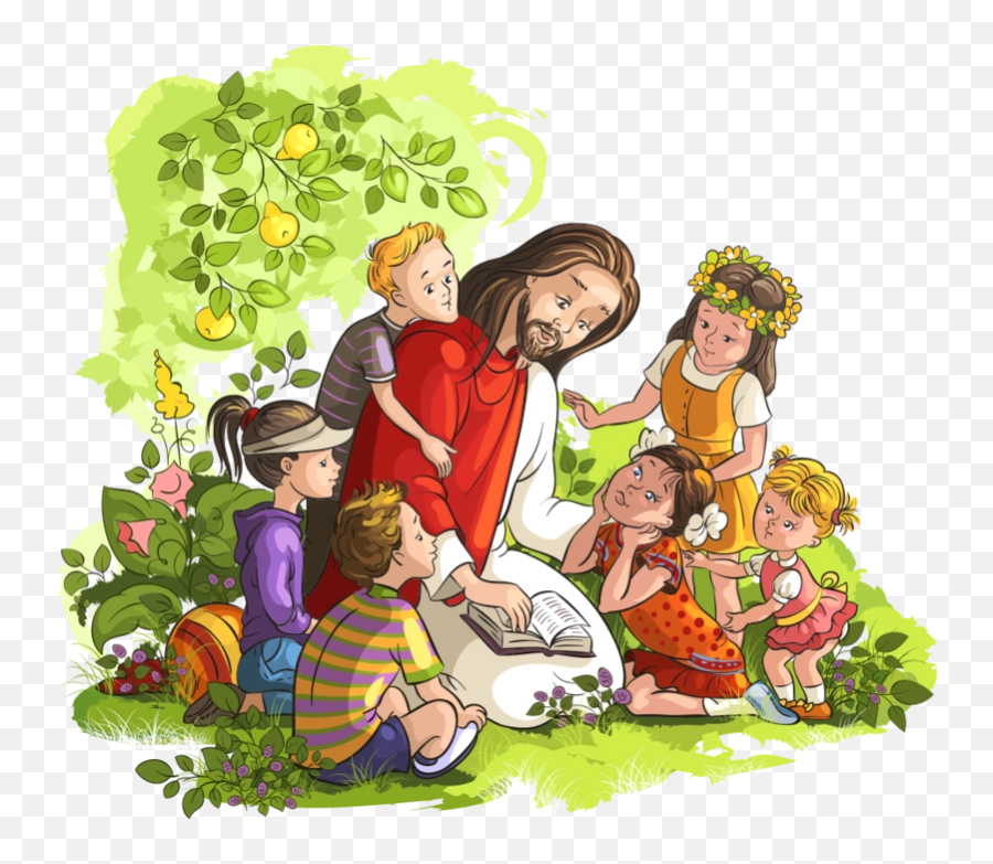 Bible Read Illustration Jesus Vector - Jesus And Kids Png,Bible Vector Png
