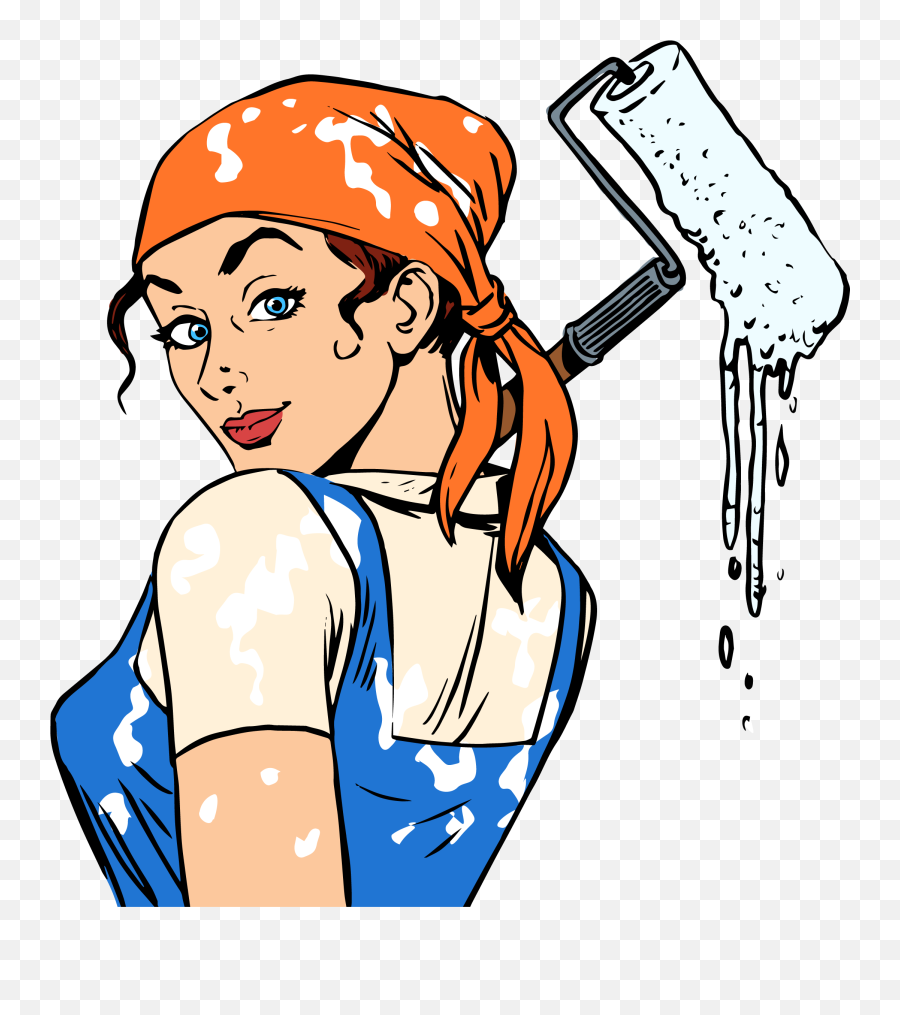 House Painting Tools Transparent - Woman Painting House Cartoon Png,Painter Png
