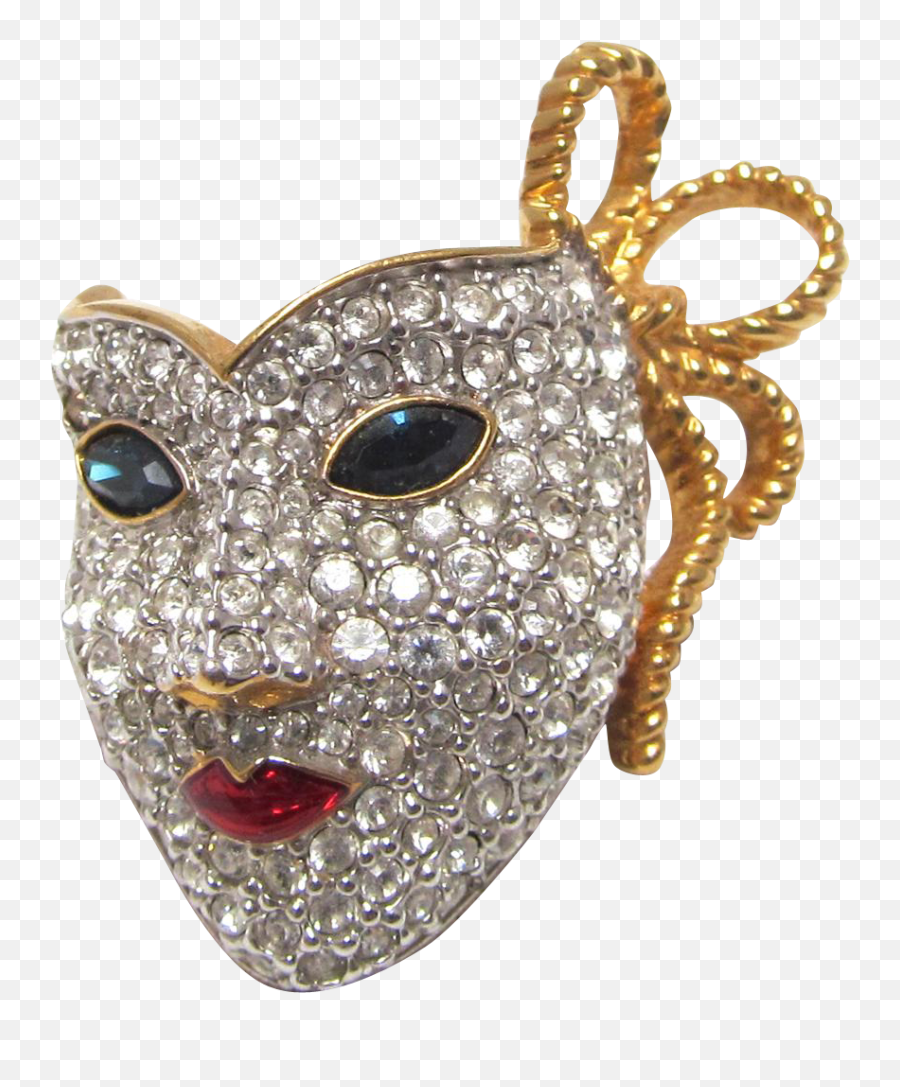 Download Swarovski Crystal Mardi Gras Mask Brooch Red Enamel - Mask Png,Mardi Gras Mask Png