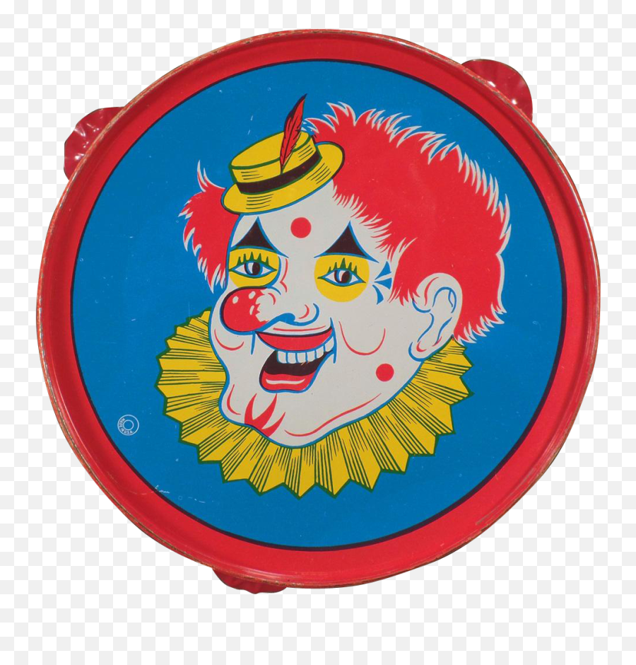 Vintage Toy Tambourine - Funny Clown With Red Hair Clown Png,Clown Hair Png