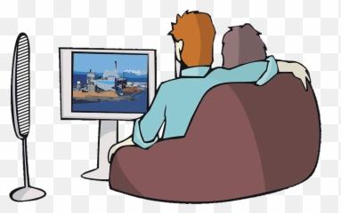 Television Drawing Cartoon Illustration - Old Couple Watching Tv png