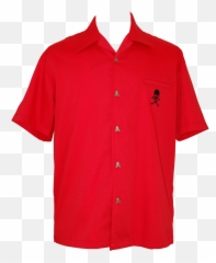 Mens Red Skull Button Down Rockabilly Shirt - png