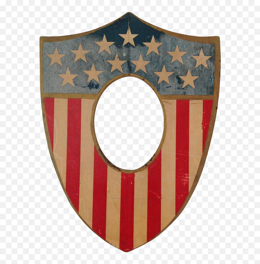 Download Patriotic Folk Art Shield Circa 1900 Usa Flag - Shield American Vintage Png,Patriotic Icon