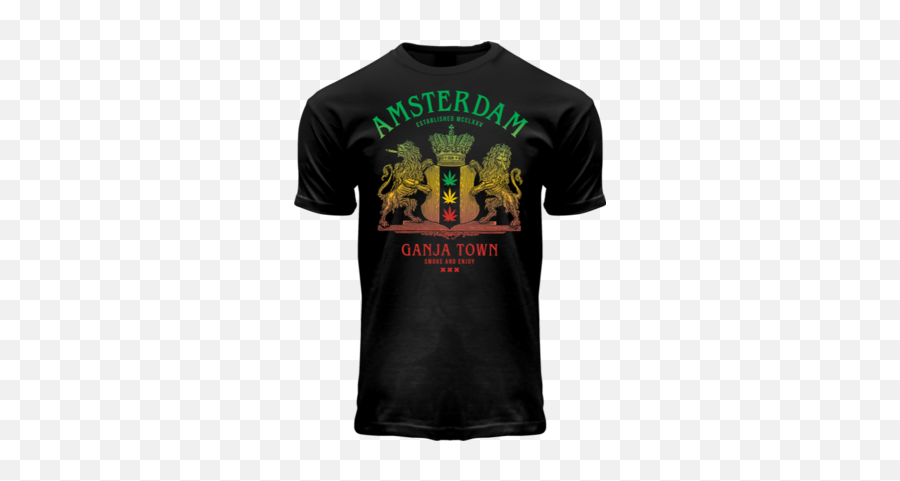 T - Shirt Amsterdam Ganja Town Black Light Effect Active Shirt Png,Light Effect Transparent