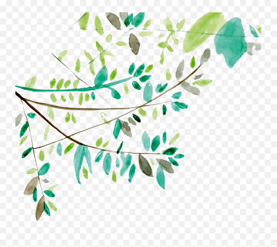 Download Ftestickers Watercolor Leaves - Tree Branches Watercolor Png,Watercolor Greenery Png