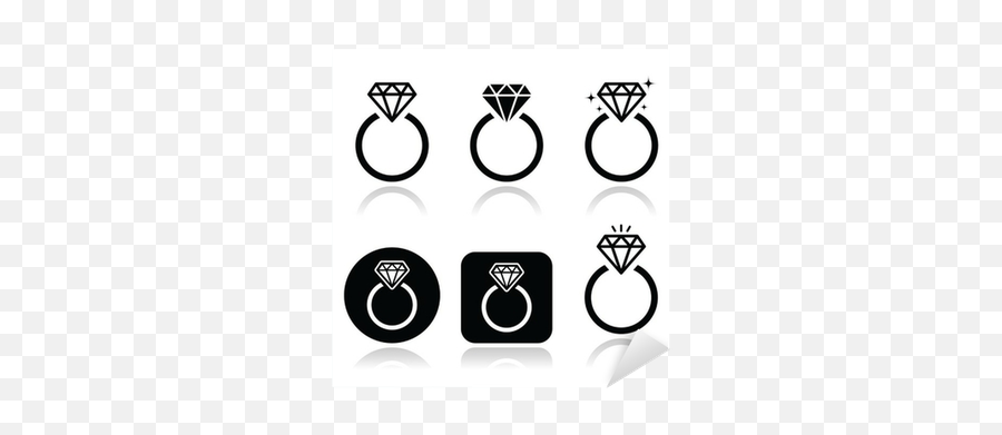 Sticker Diamond Engagement Ring Vector Icon - Pixershk Ring Diamond Icon Png,Engagement Icon