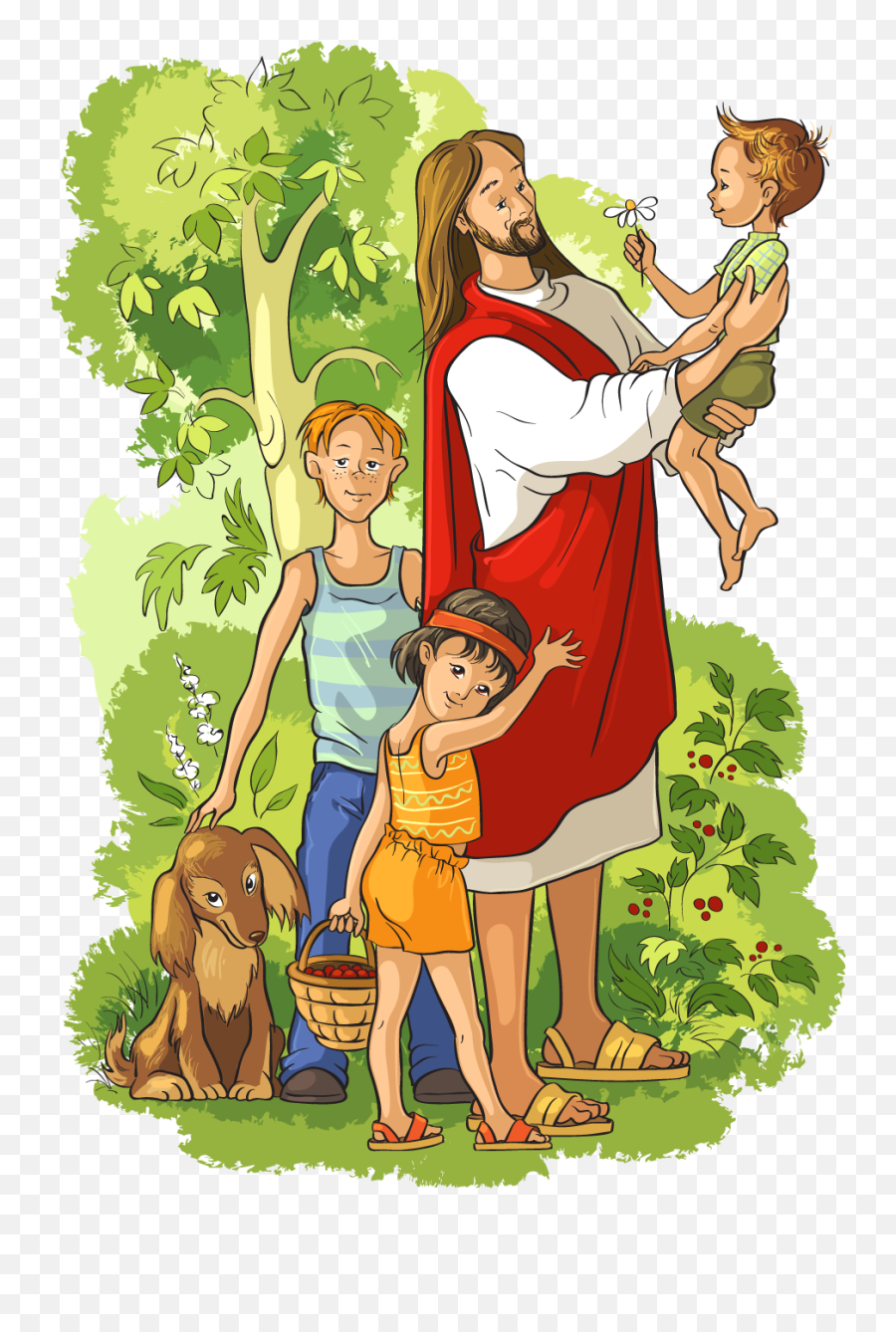 Resurrected Illustration Jesus Vector - Jesus And Kids Clipart Png,Bible Vector Png