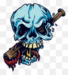 Printed Vinyl Skull With Baseball Bat Stickers Factory - Smash png