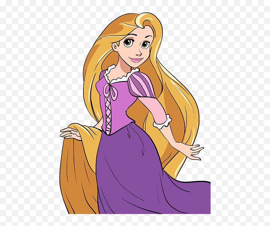 How To Draw Rapunzel From Tangled - Really Easy Drawing Tutorial Easy To Draw Rapunzel Png,Rapunzel Transparent