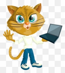 Cartoon Cat With Laptop Clipart Free Download Transparent - Animals Holding Laptop png
