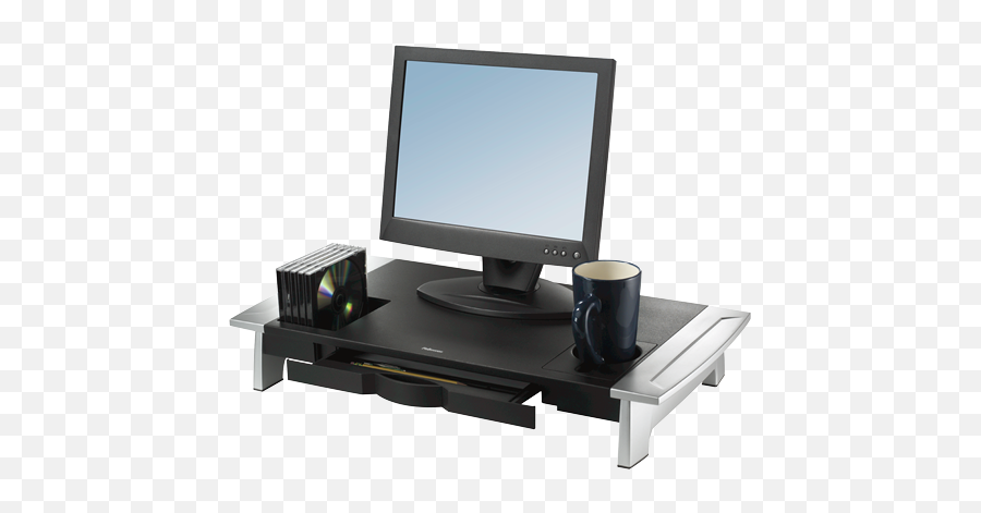 Fellowes Office Suites Premium Monitor Riser Blacksilver - Fellowes Office Suites Monitor Riser Premium Png,Crt Tv Png