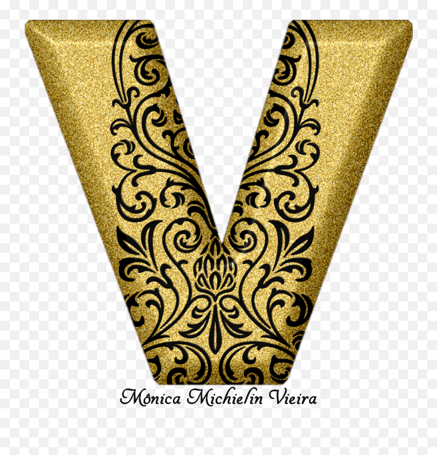 Monica Michielin Alfabetos Alfabeto Glitter Dourado Com - Transparent Png Alfabeto Glitter,Ornamentos Png