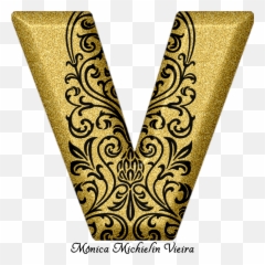 Monica Michielin Alfabetos Alfabeto Glitter Dourado Com - Transparent Png Alfabeto Glitter,Ornamentos Png