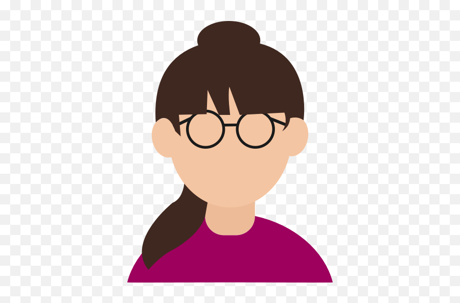 Avatar Female Girl Glasses Gloria Intelligent Smart Icon - Cartoon Girl With Glasses Png,Cartoon Glasses Png