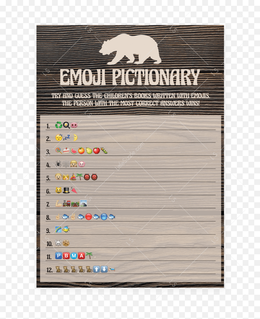 Woodland Theme Baby Shower Emoji Game Printable - Themed Emoji Pictionary Png,Book Emoji Png