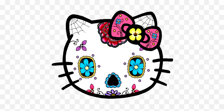 Skulls And Kitties Tatuajes De Hello Kitty Arte - Hello Kitty Sugar Skull Png,Sugar Skull Png