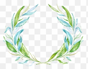 Ftestickers Watercolor Frame Leaves - Green Flower Png