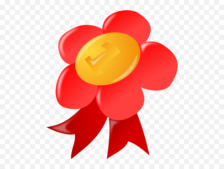 Red First Place Award Ribbon Clip Art - Vector Flower Medal Png,Award Ribbon Icon