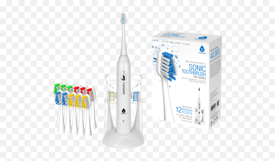 Pursonic S430 Sonic Toothbrush With 12 Brush Heads - Toothbrush Png,Toothbrush Png