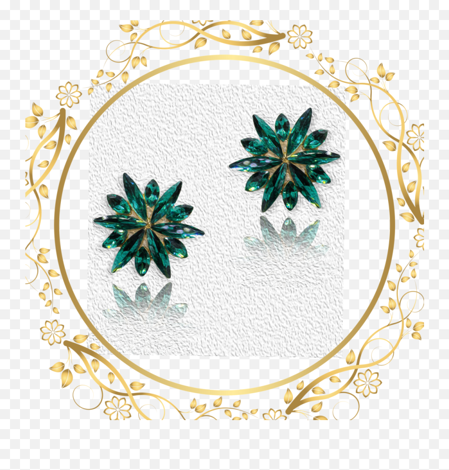 Precious Crystal And Cz Flower Shape Earrings For Girls - Transparent Background Round Border Design Png,Flower Shape Png