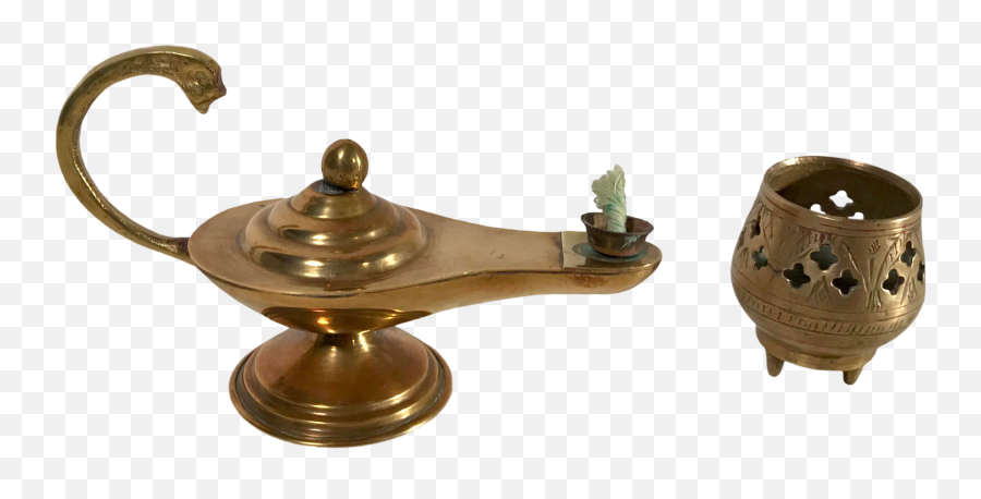 Vintage Mid - Century Modern Brass Genie Lamp And Incense Burner 2 Pieces Brass Png,Genie Lamp Png