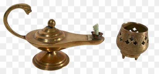 Vintage Mid - Century Modern Brass Genie Lamp And Incense Burner 2 Pieces Brass Png,Genie Lamp Png