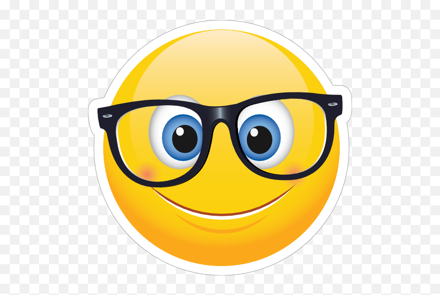 Cute Crooked Glasses Emoji Sticker - Emoji Glasses Png,Wow Emoji Png