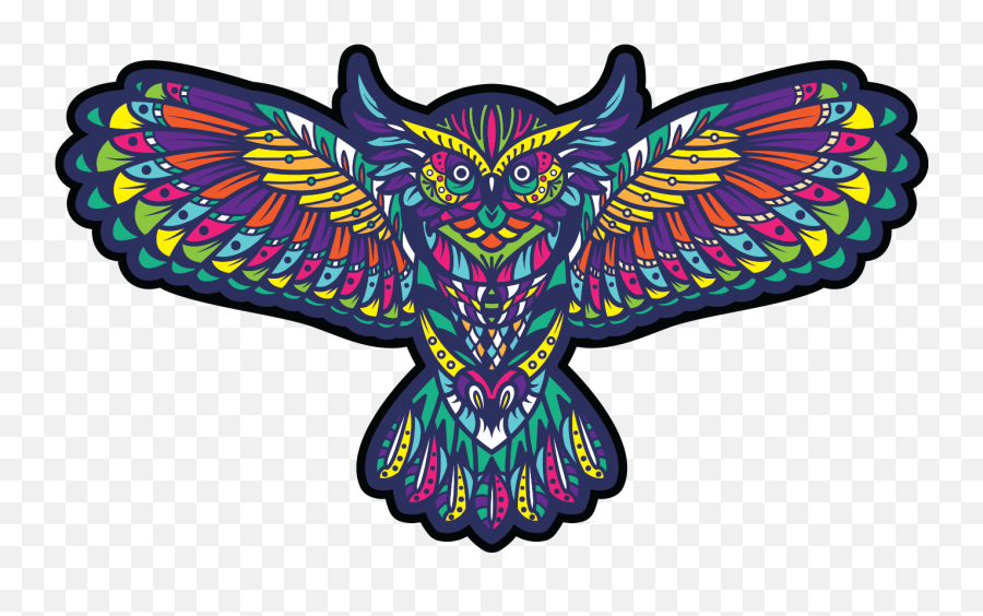 Kaleidopscope Owl Color Tribal Trippy - Sticker Designs Png,Trippy Png