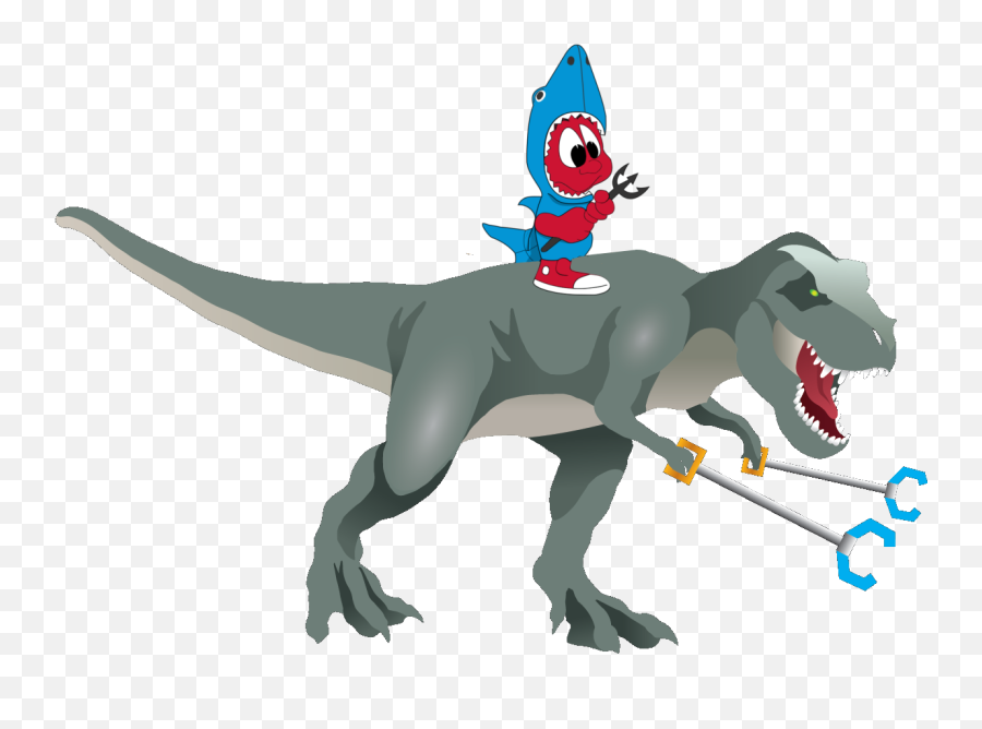 Wearing A Shark Costume While Riding - T Rex With Grabbers Png,Trex Png