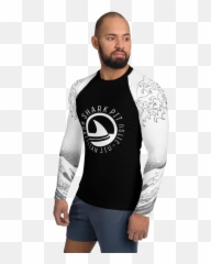 Menu0027s Ranked Shark Pit Logo Rash Guard - White Belt u2013 Scale Mens png
