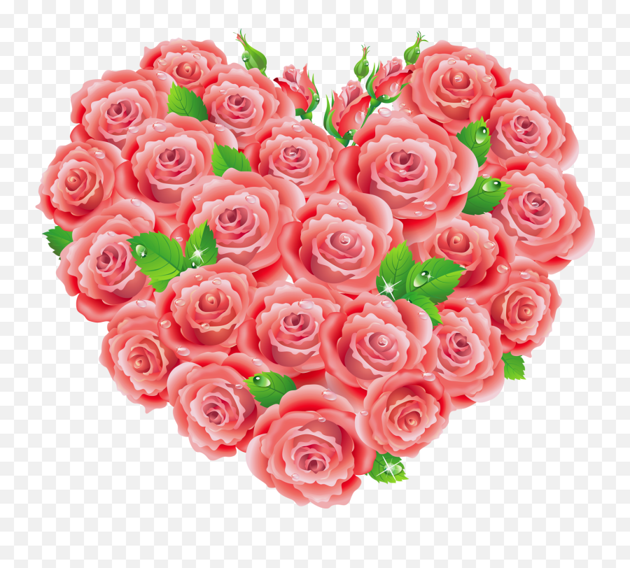 Library Of Heart And Rose Png Files - Flowers Heart Pink Png,Pink Roses Png