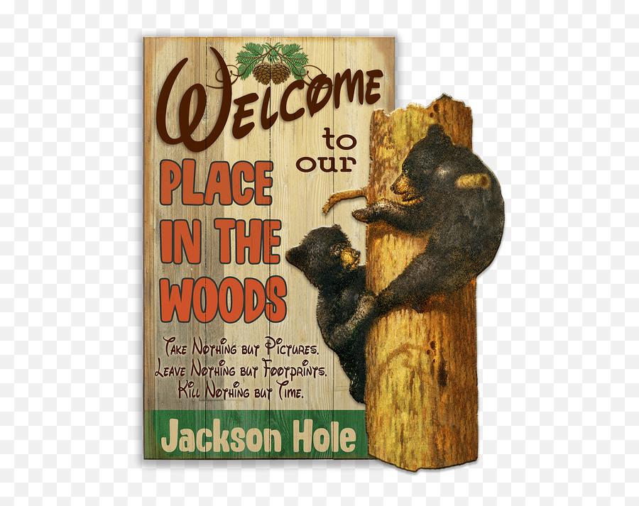 Bear Cubs In Tree 2pc Sign - Punxsutawney Phil Png,Piece Of Wood Png