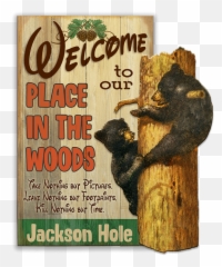 Bear Cubs In Tree 2pc Sign - Punxsutawney Phil Png,Piece Of Wood Png