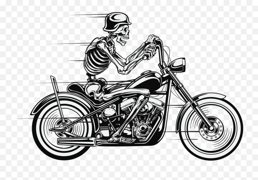 Skeleton Bike Biker Bikeride Skelett Motorbike Motorrad - Imagen De Calavera En Moto Png,Motorcycle Transparent Background