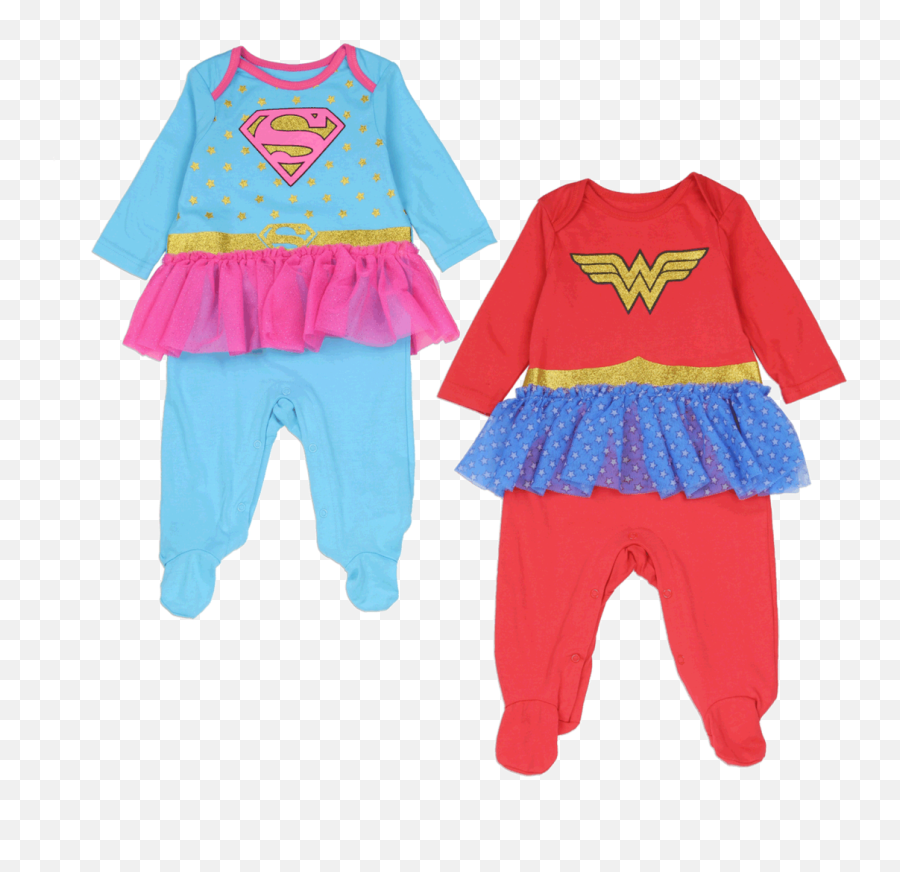 Supergirl U0026 Wonder Woman Sleeperhalloween Costume Set For Twin Girls - Wonder Woman Png,Supergirl Transparent
