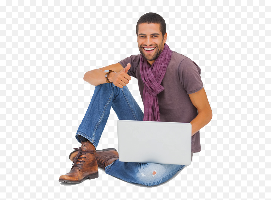 Happy - Mansittingfloorusinglaptop Computers Plus Repair Happy Man Sitting Png,Man Sitting Png