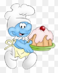 Baby Smurf Carrying Cake Free Images - Vector Png,Smurf Png