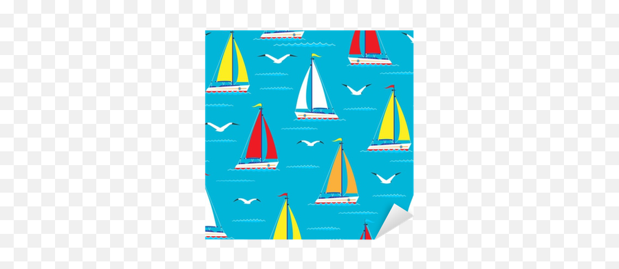 Ship Sailing Boat Sea Seamless Pattern Vessel Travel Vector Sailboats Marine Background Sticker U2022 Pixers We Live To Change - Sail Png,Sailboat Transparent Background