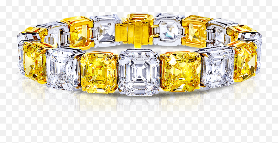 Emerald Cut Yellow And White Diamond Bracelet Graff - Emerald Cut Yellow Diamond Bracelet Png,White Diamond Png