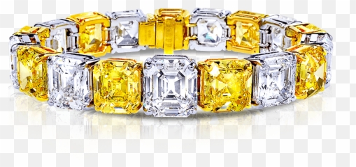 Emerald Cut Yellow And White Diamond Bracelet Graff - Emerald Cut Yellow Diamond Bracelet Png,White Diamond Png