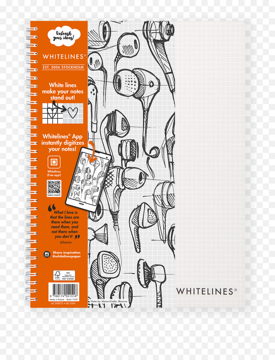 Whitelines A4 Squared Notebook - Whitelines Whitelines A4 Grid Notebook Png,Notebook Paper Transparent Background